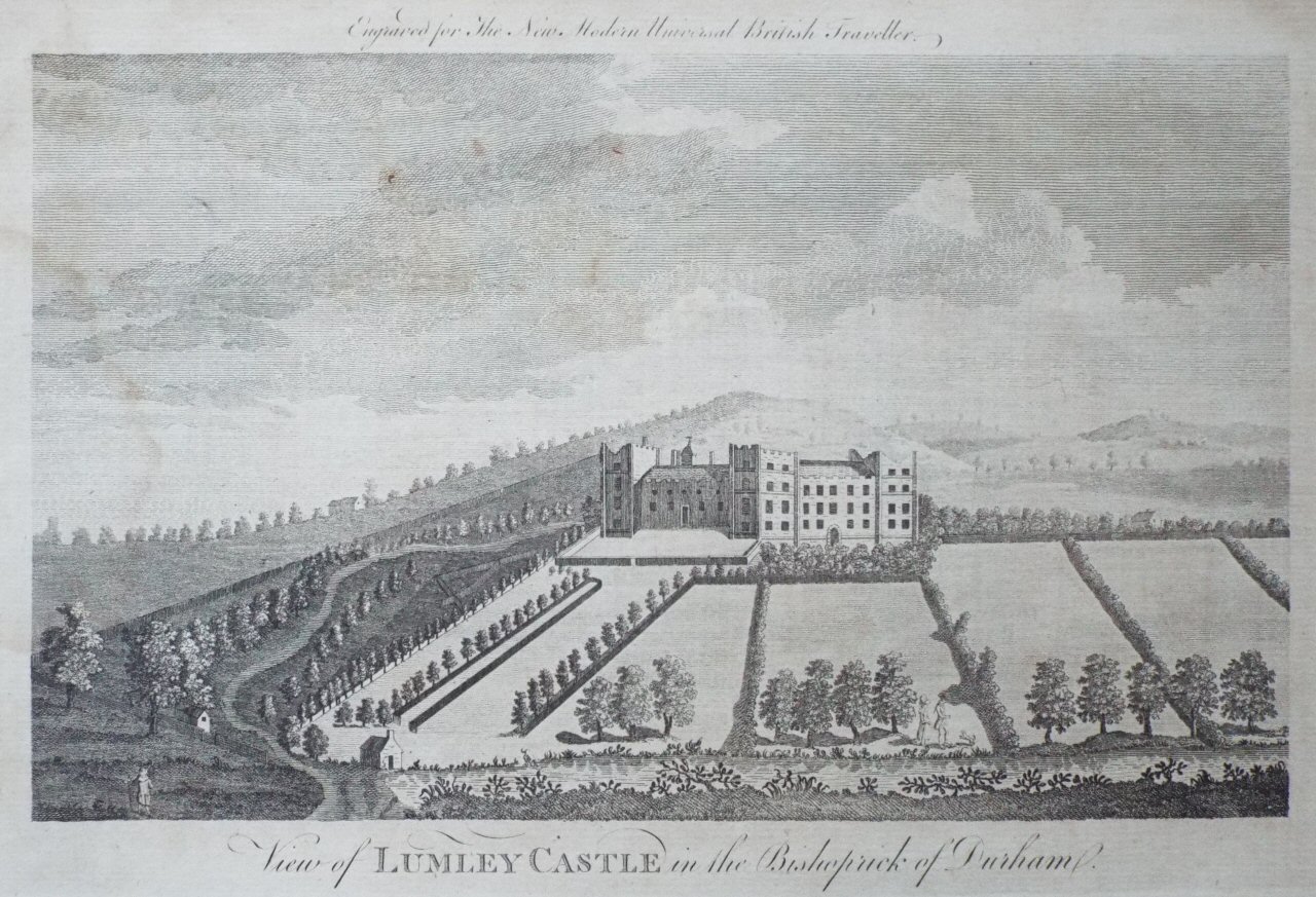Print - View of Lumley Castle in the Bishoprick of Durham.
